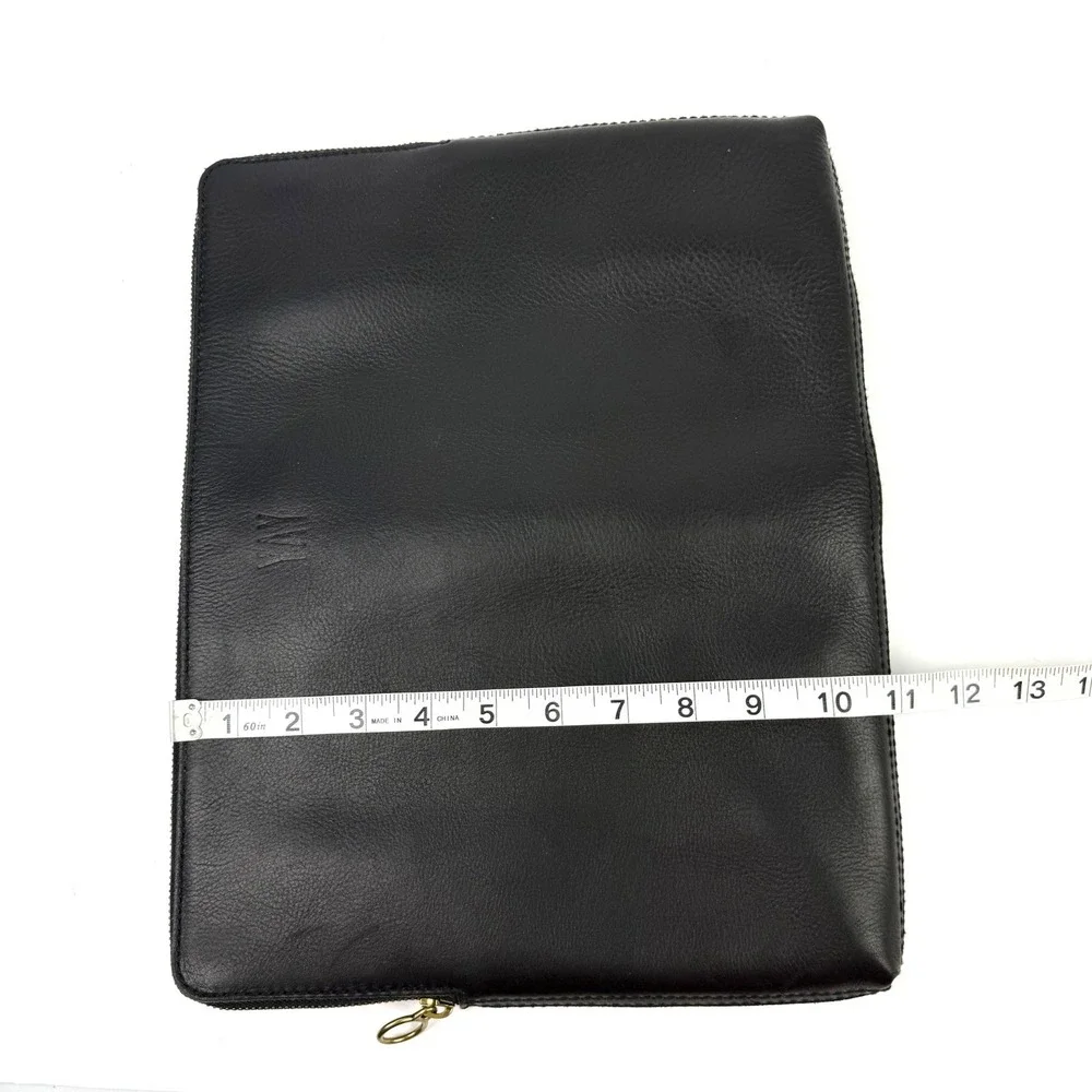 Madewell The Leather Laptop Case Black Soft Leather Padded YAY Lettering Travel
